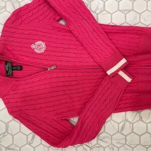 Ralph Lauren Pink Cable Knit cardigan Sweater small